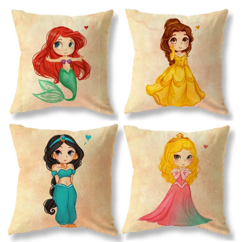 

Disney Princess Pillow Case Cartoon Girl Cushion Cover Home Decoration Fairy Tale Birthday Christmas Gift 40x40 45x45cm