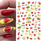 Летние фрукты серии арбузклубникаОранжевый 3D наклейки на ногти Весенняя тема цветок листья переводные наклейки слайдер украшение