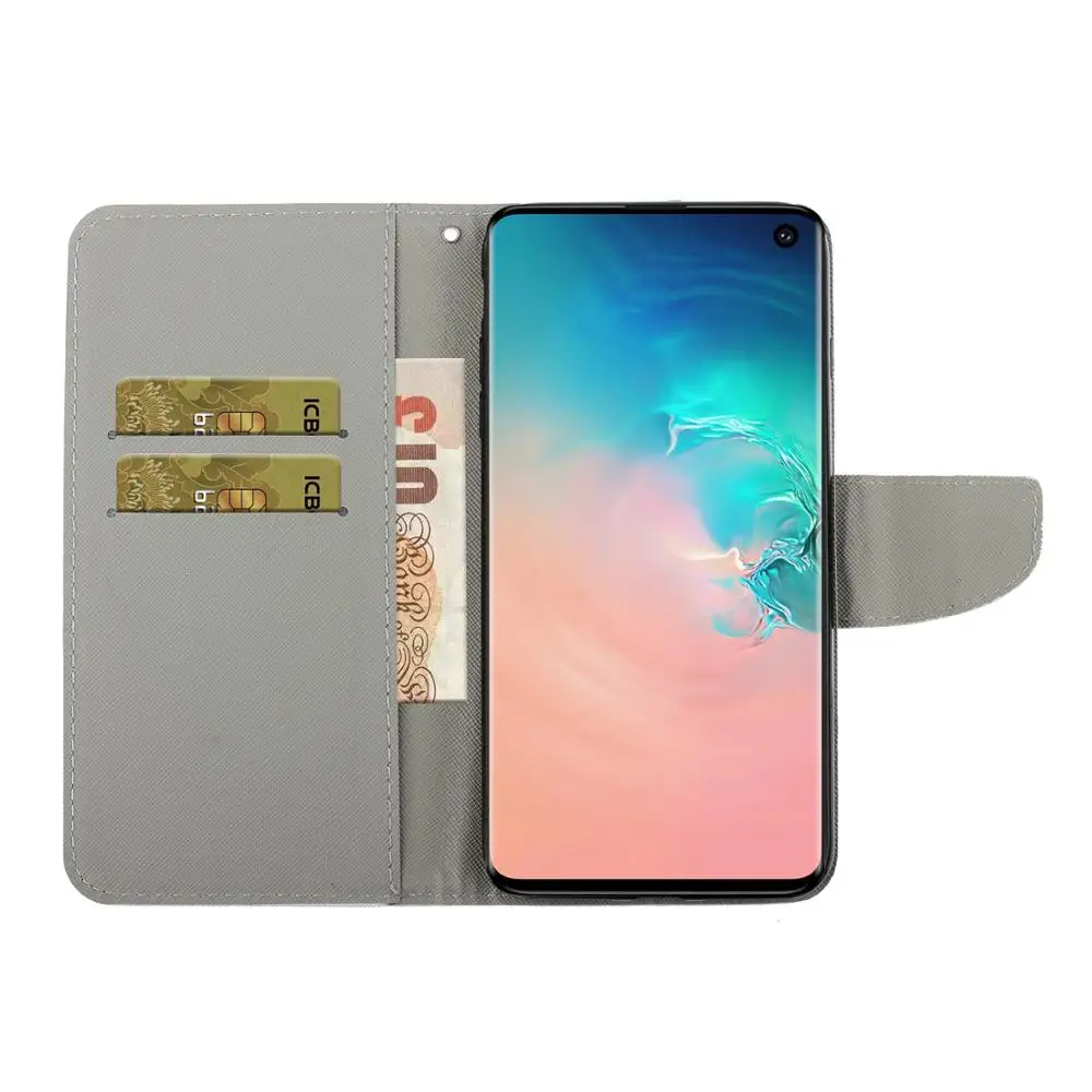 

Fashion 3D Painted Card Slot Wallet Flip Case For Samsung A20e A30s A50s A01 A21 A31 A41 M10 M11 Note 10 10 Lite Note 20 Ultra