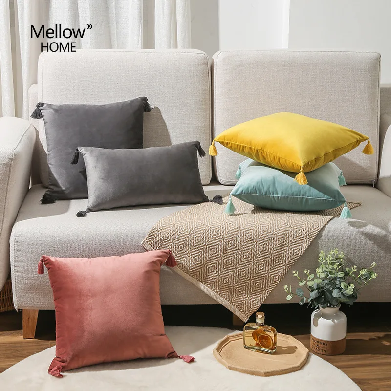 Наволочка на подушку из мягкого вельвета с Подушка кисточками покрытием