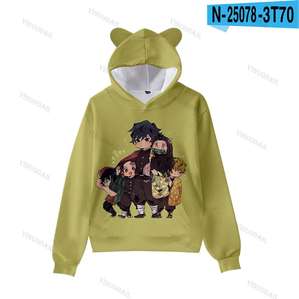 

Anime Demon Slayer Kids Kawaii Cat Ears Hoodie Sportswear Autumn Winter Kimetsu No Yaiba Boys Girls Hoodie Pullovers