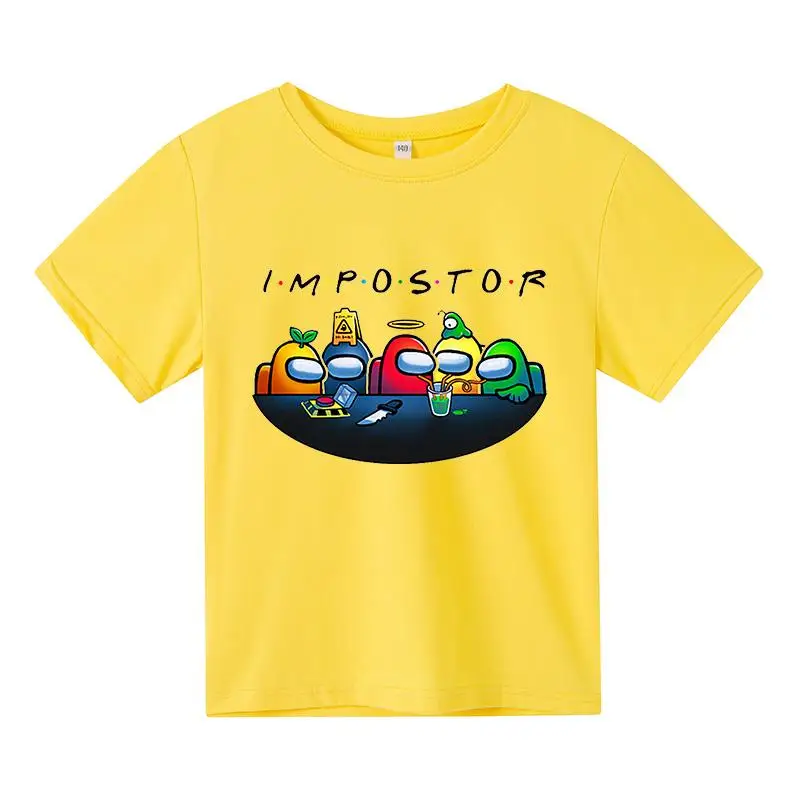 

4T-14T kid game among us print short sleeve O-neck t-shirt hip hop casual tops fashion streetwear Football shirt Children's wear