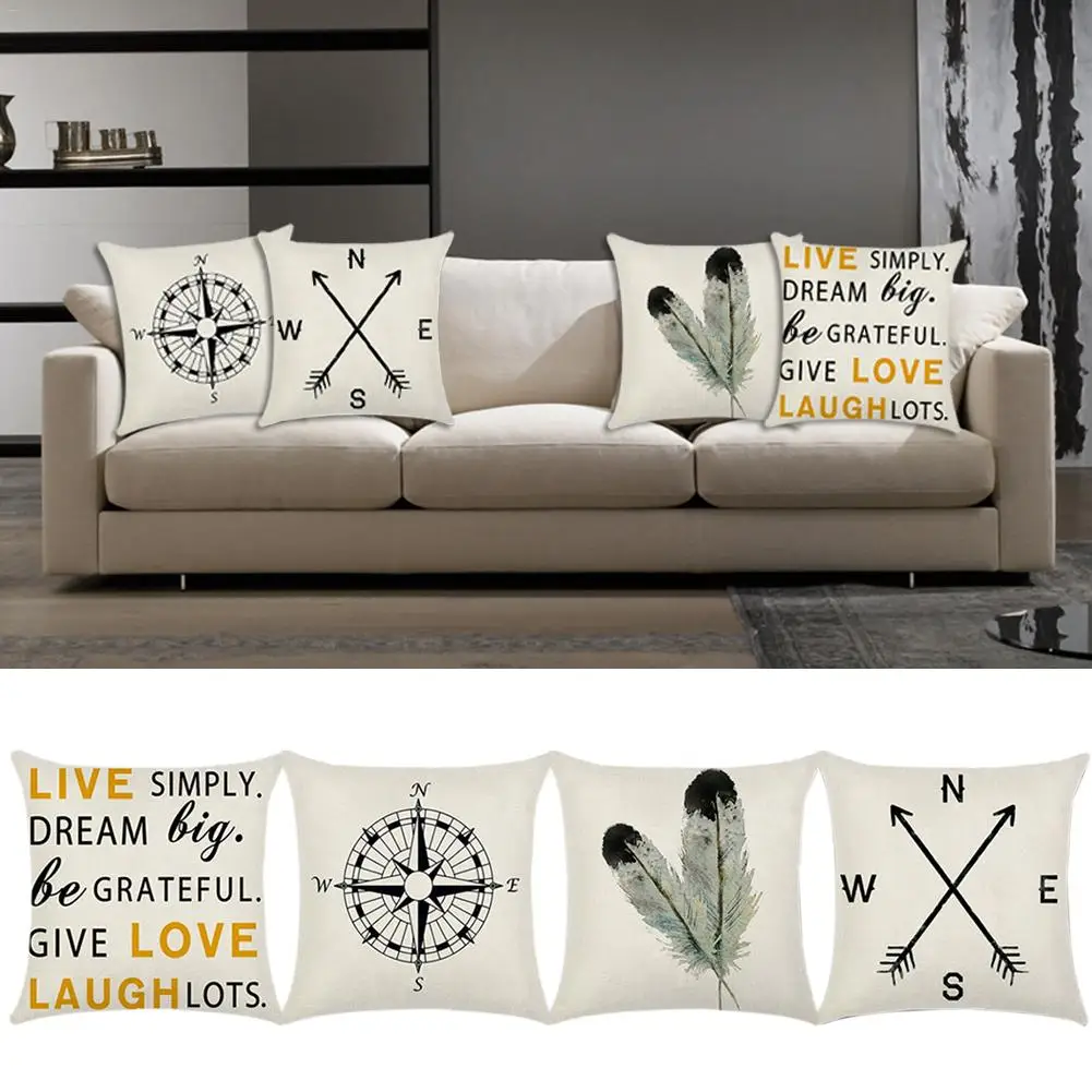 4 шт. чехол для подушки с компасом и пером винтажная декоративная подушка дивана в