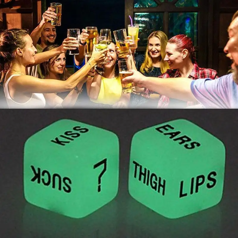 

1 Pair Luminous Dice Luminous Toy Adult Couple Lovers Auxiliary Game Game Party Table Toy Valentine’s Dice Gift Day Y8X2