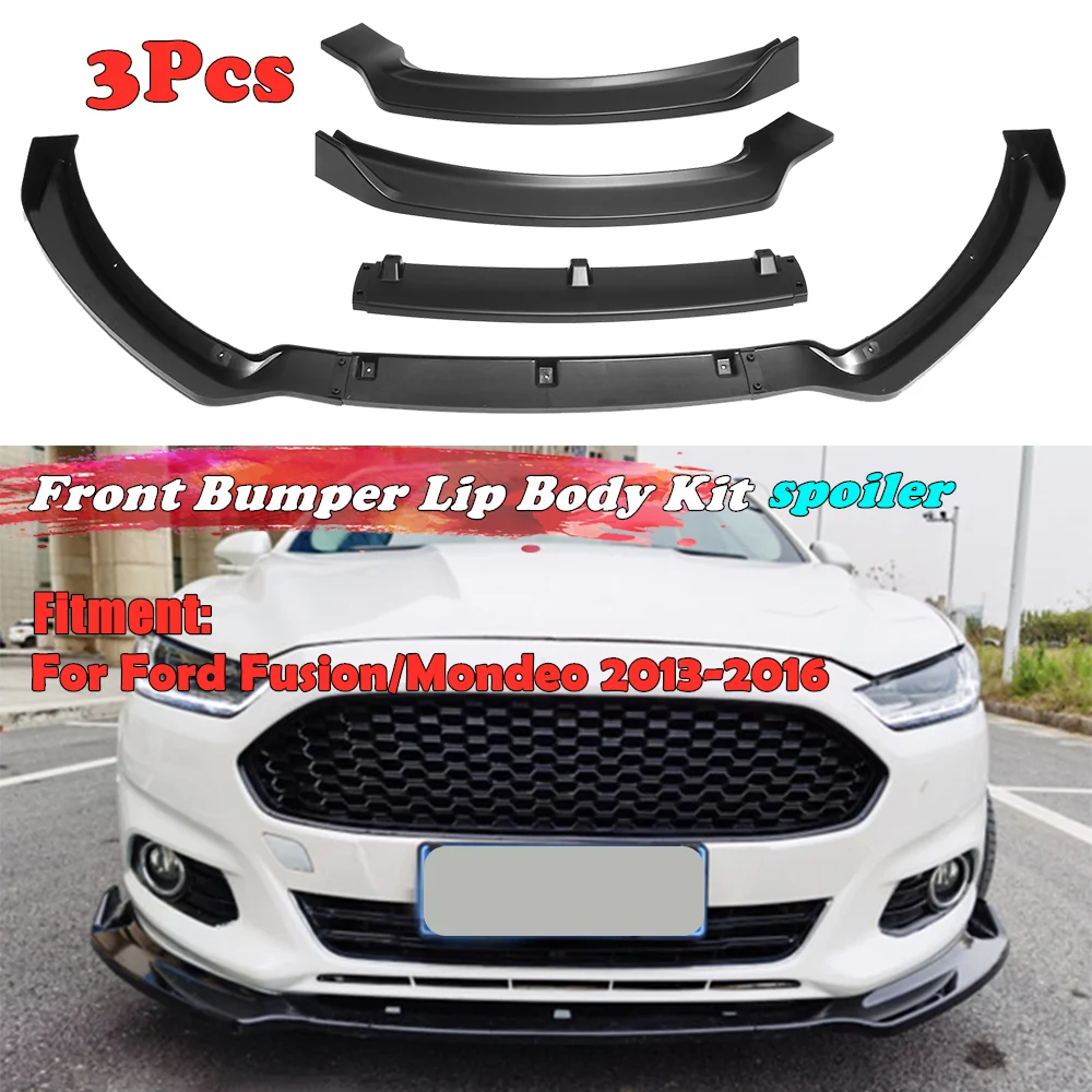 3P Car Front Bumper Splitter Lip Diffuser Spoiler Body Kit Protector Cover For Ford For Fusion For Mondeo 2013 2014 2015 2016