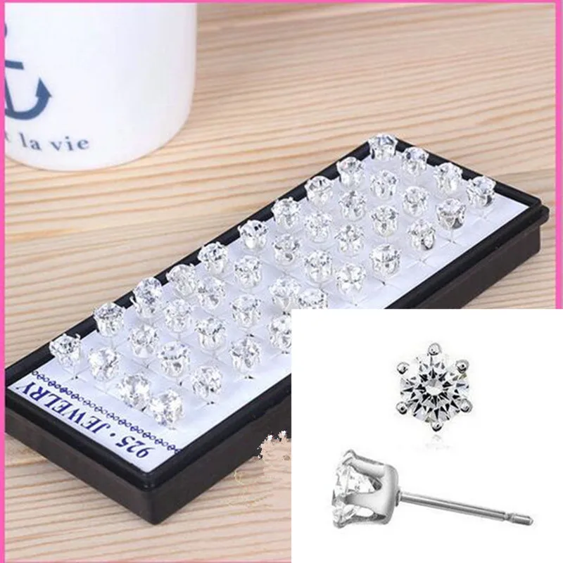 Женские серьги-гвоздики из серебра 925 пробы с кристаллами | Украшения и