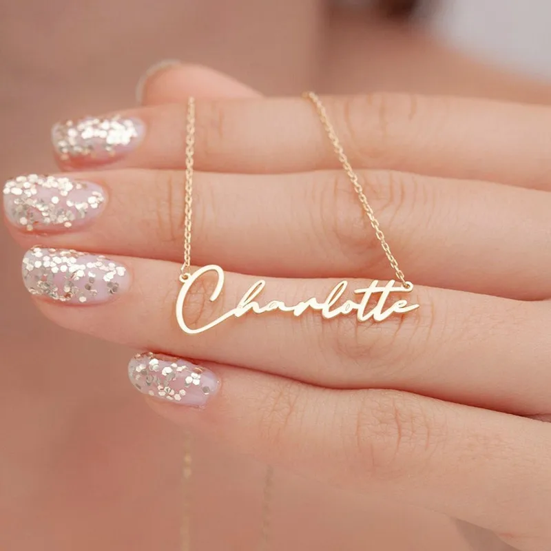 

Custom Dainty Name Handwritten Necklace Stainless Steel 18K Gold Jewelry Personalized Memorial Mother's Day Gift for Bride Women