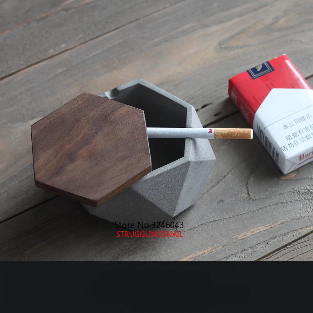 Новая цементная пепельница с деревянным покрытием утонченная промышленная