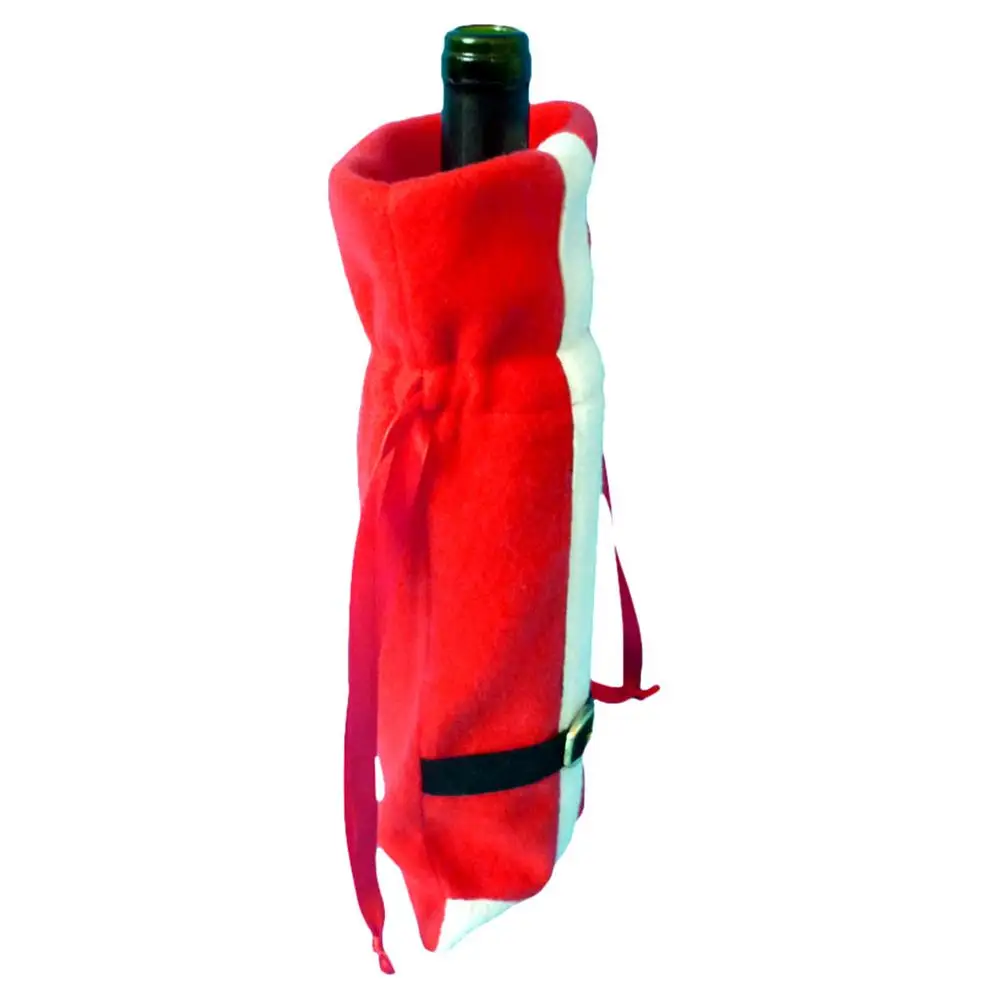 Рождественские мешки крышки бутылки вина упаковка с утолщённой меховой опушкой