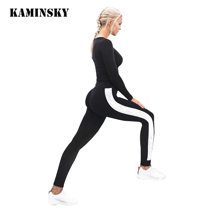 Женские облегающие леггинсы черные белые длинные брюки для тренировок | Женская