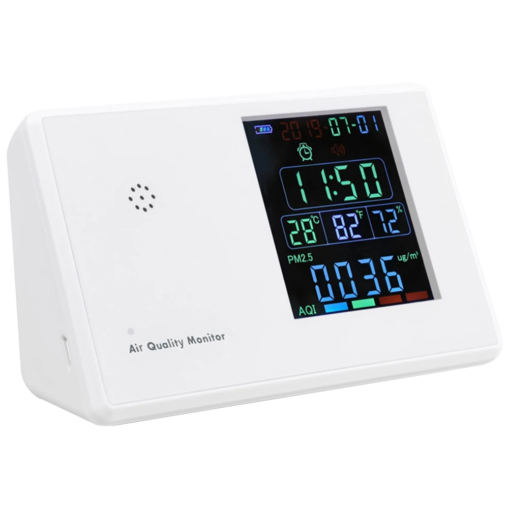 

Air Quality Monitor Humidity LCD Display For CO2 PM2.5 Digital USB Port Standing Temperature Office Alarm Formaldehyde Particles