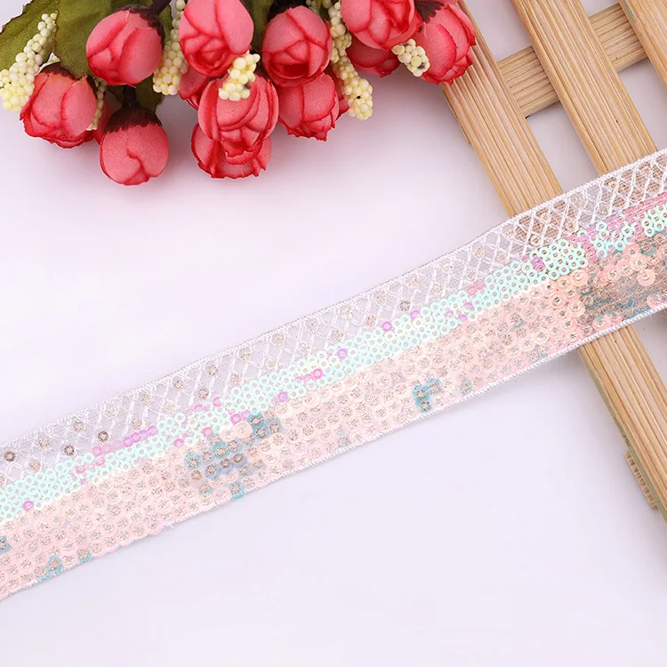 3.8cm multi color Sequin embroidery lace high-quality clothing accessories Intercolor mesh yarn sequin | Дом и сад