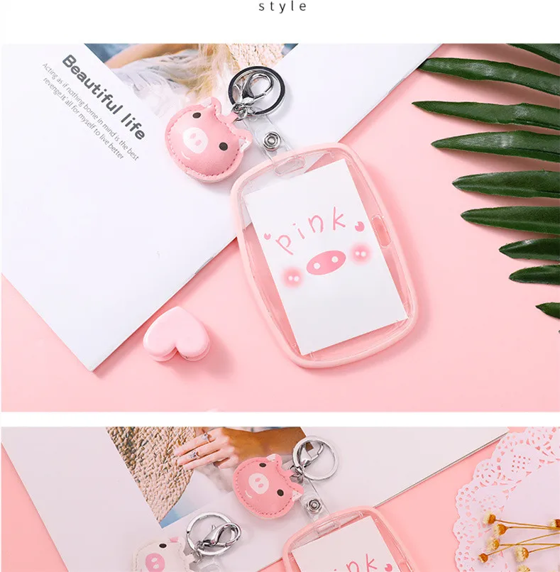 1 шт. Kawaii милый поросенок кредитный банк ID держатель для карт брелок автобусные карты защитный чехол для девочек школьные офисные канцелярские принадлежности