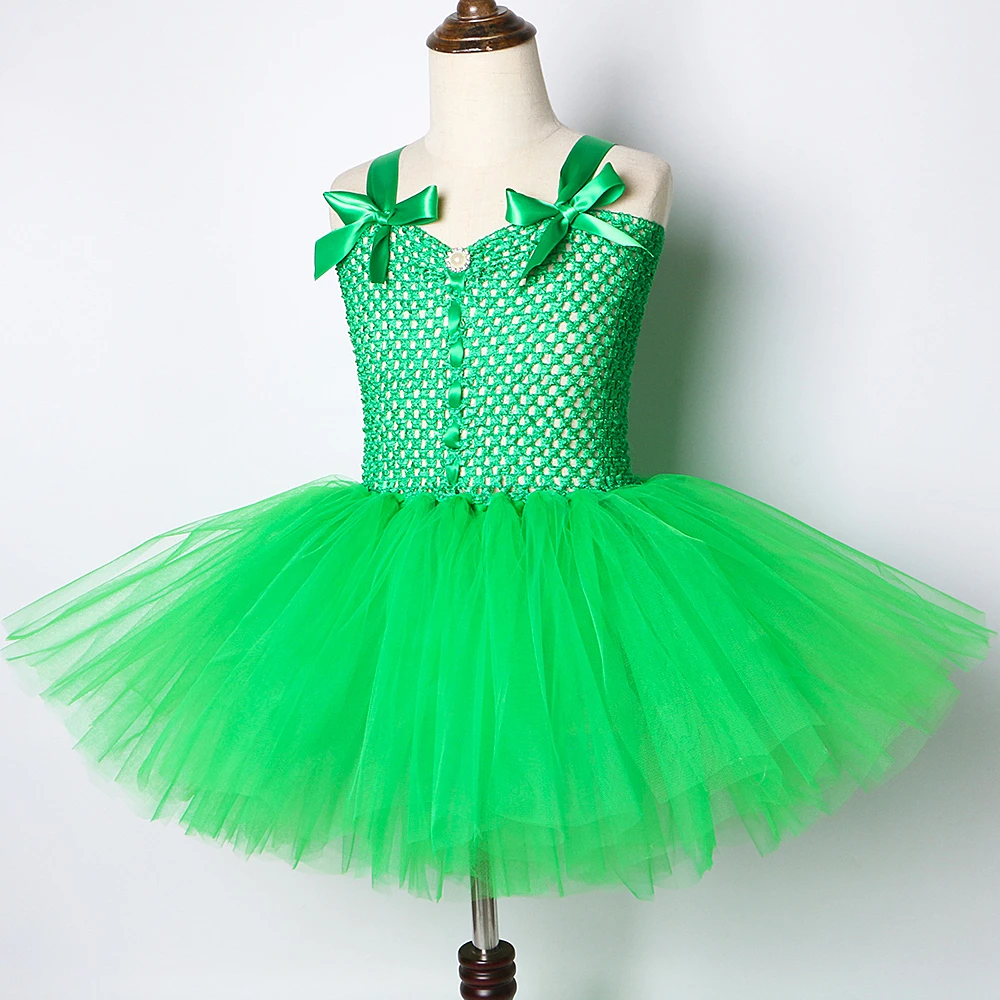 Solid Green Tutu Dress for Baby Girls Fairy Dresses Ireland St.Patrick's Day Kids Girl Halloween Christmas Costumes V-neck |