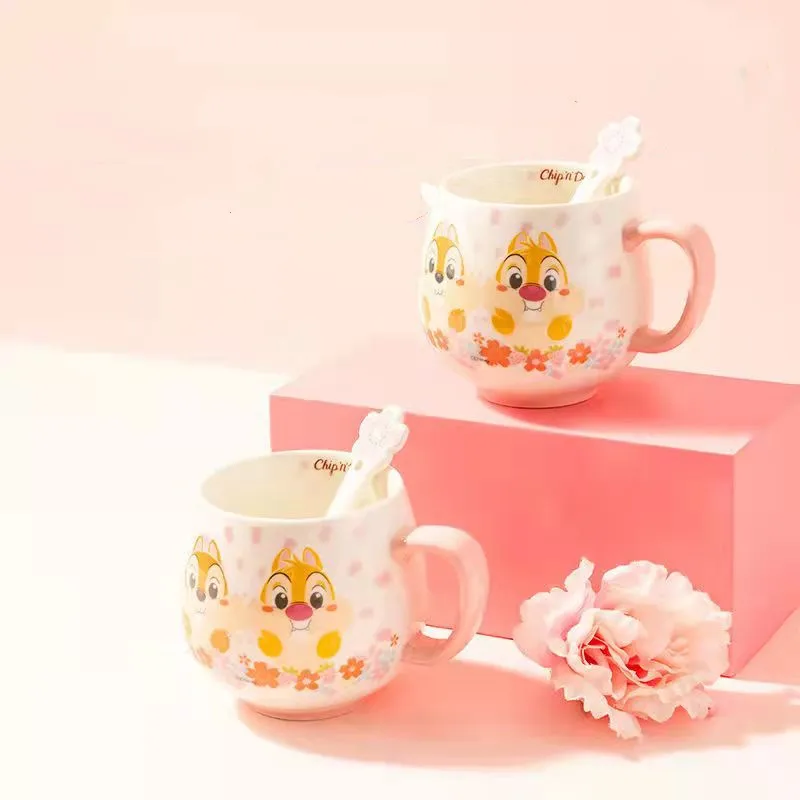 

Disney Anime Household Goods Chip and Dale Ceramic Cup Mug Handle Cartoon Print Water Cup