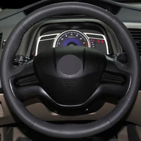 car products diy black non slip breathable faux leather%c2%a0car accessories steering wheel cover for honda civic 2006