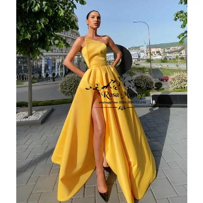 

Sexy Red Satin Pregnancy Evening Dresses 2021 Plus Size High Split Simple Arabic Girls vestido de fiesta corto Party Gowns