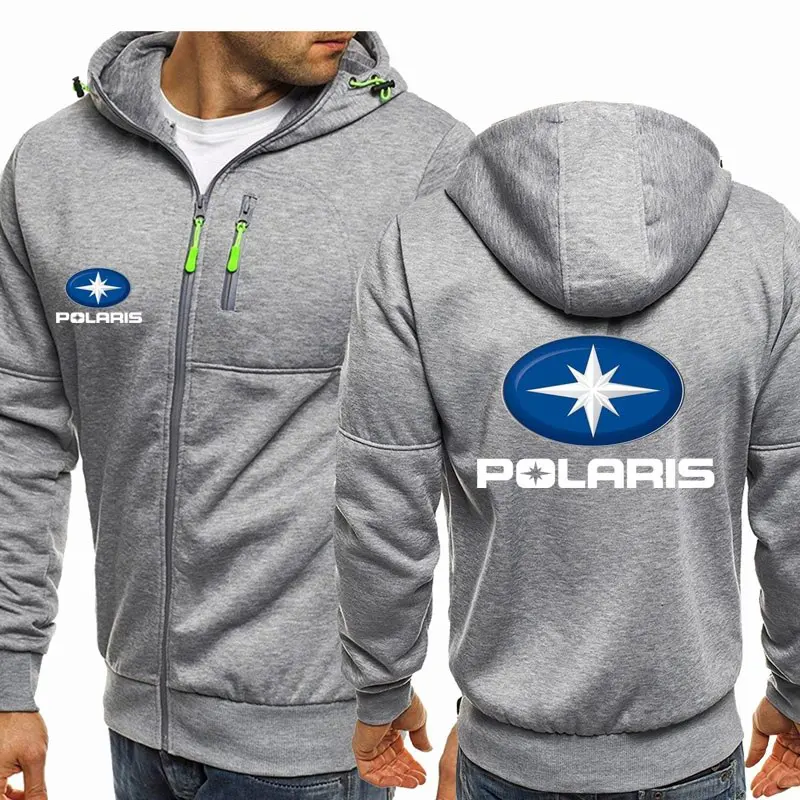 

2021 NEW Men's Hoodies Polaris Logo Print Casual HipHop Spring Autumn Hooded Fleece Sweatshirts Zipper Jacket Tops