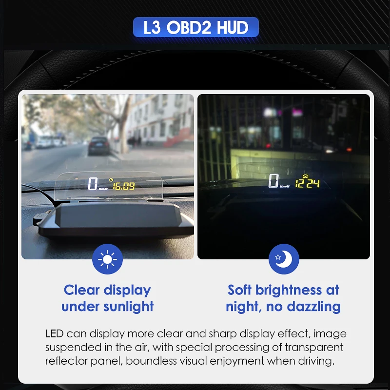 L3 зеркало HUD Дисплей на лобовое стекло автомобильный OBD2 проектор скорости KMH