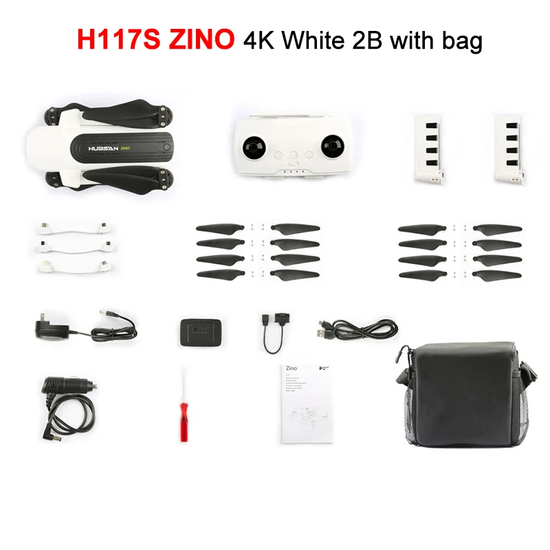 Hubsan H117S Zino gps 5,8 Г 1 км Складная рукоятка с видом от первого лица в формате 4 K UHD, Камера 3-осевому гидростабилизатору RC Дрон Квадрокоптер RTF высокое Скорость - Цвет: 4K 2B White with bag