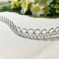 1m high quality latest silver lace fabric applique lace ribbon trim guipure laces sewing trimmings for clothing dentelle rt16
