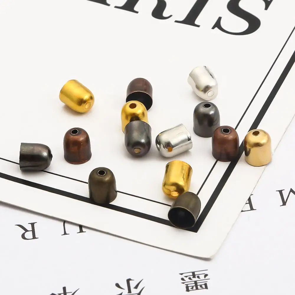 Обжимные концевые бусины для кожаных шнуров разных размеров 100 шт. фурнитура