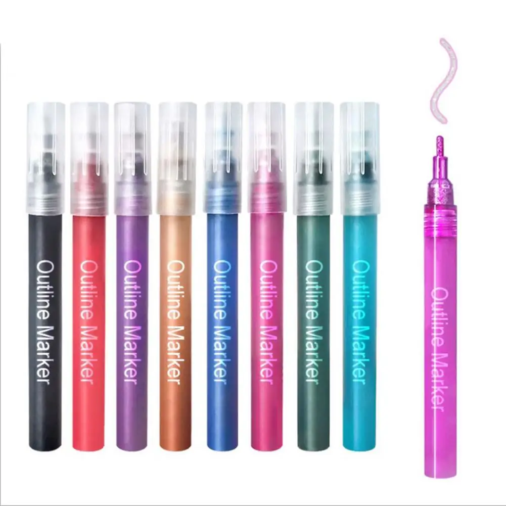 Outline Marker Double Line Pen Journal Pens Colored Permanent Coloring Sketching Card Make Amateurs Professionals #B | Канцтовары для