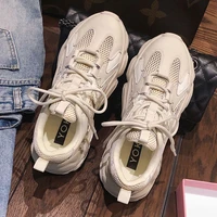 2021black platform sneakers women shoes casual lace up thick sole shoes woman beige chunky sneakers leather vulcanize shoesaa 77