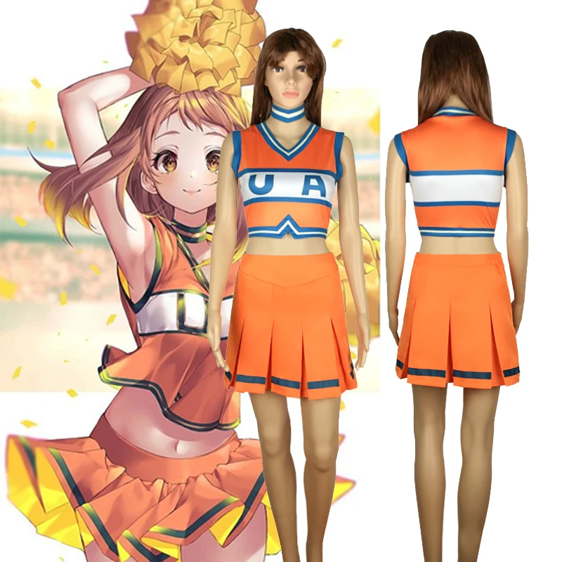 Мой герой униформа для чирлидеров Ochako цую bnha Cheer форма карнавальный костюм Платье