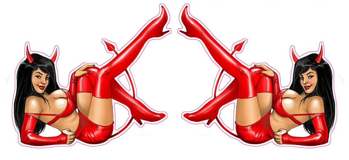 Черные волосы дьявол в красной коже наклейка на булавке пара наклеек ежедневная