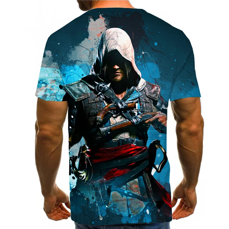 Повседневная футболка в стиле хип-хоп, Женская/Мужская футболка, Assassins Creed, короткий рукав, забавная 3D футболка, летние топы, футболки, harajuku, модная футболка