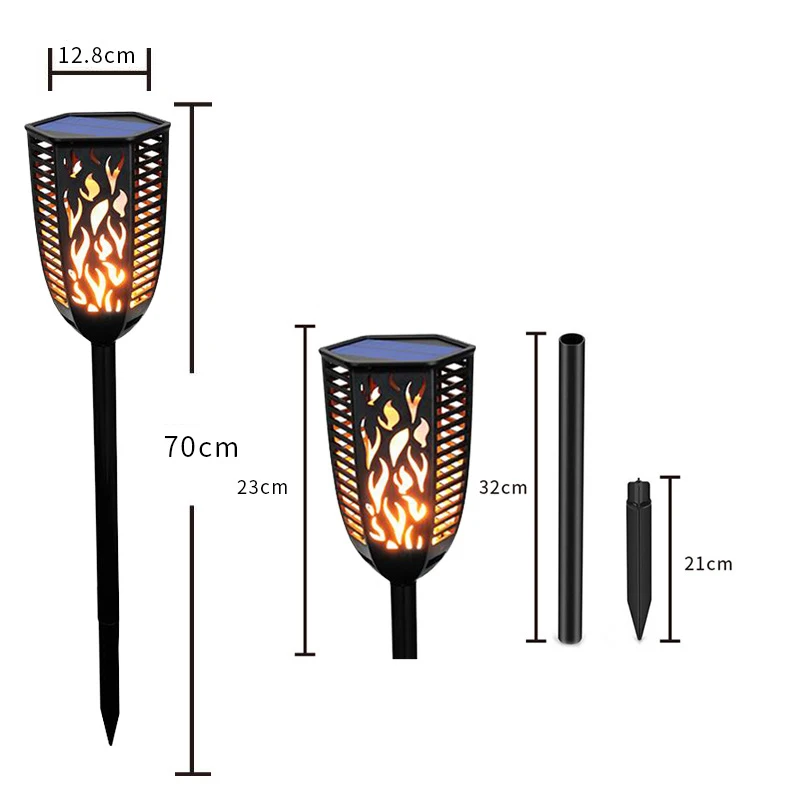 

2PCs Solar Flame Lights 31Inch 99 LED Waterproof Landscape Garden Pathway Torch Light with Auto On/Off for Lights Decoration