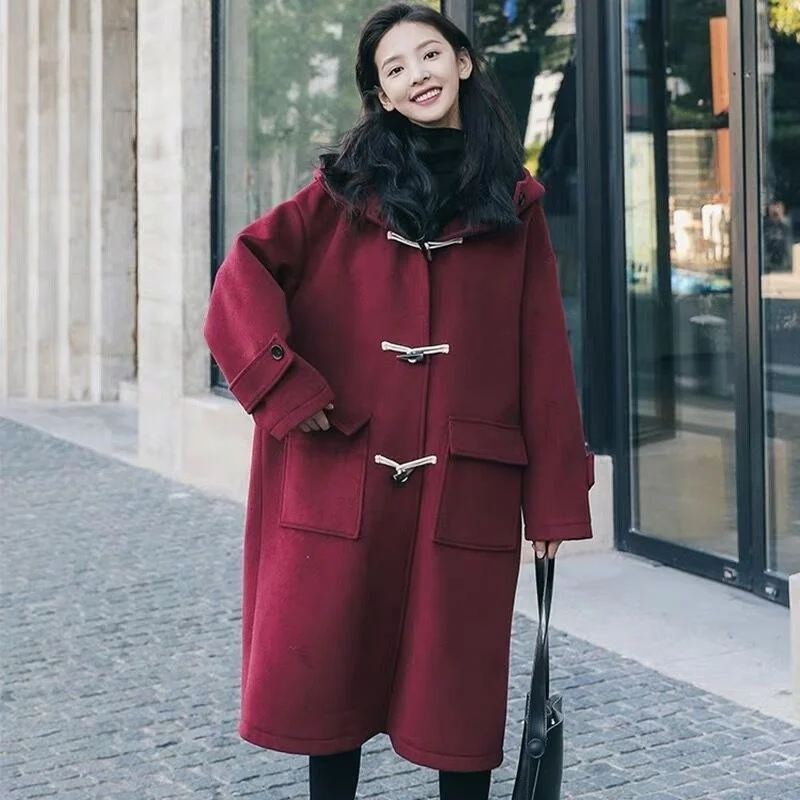 

Pregnant Women's Autumn Winter Coat Woolen Overcoat Women's Mid-Length