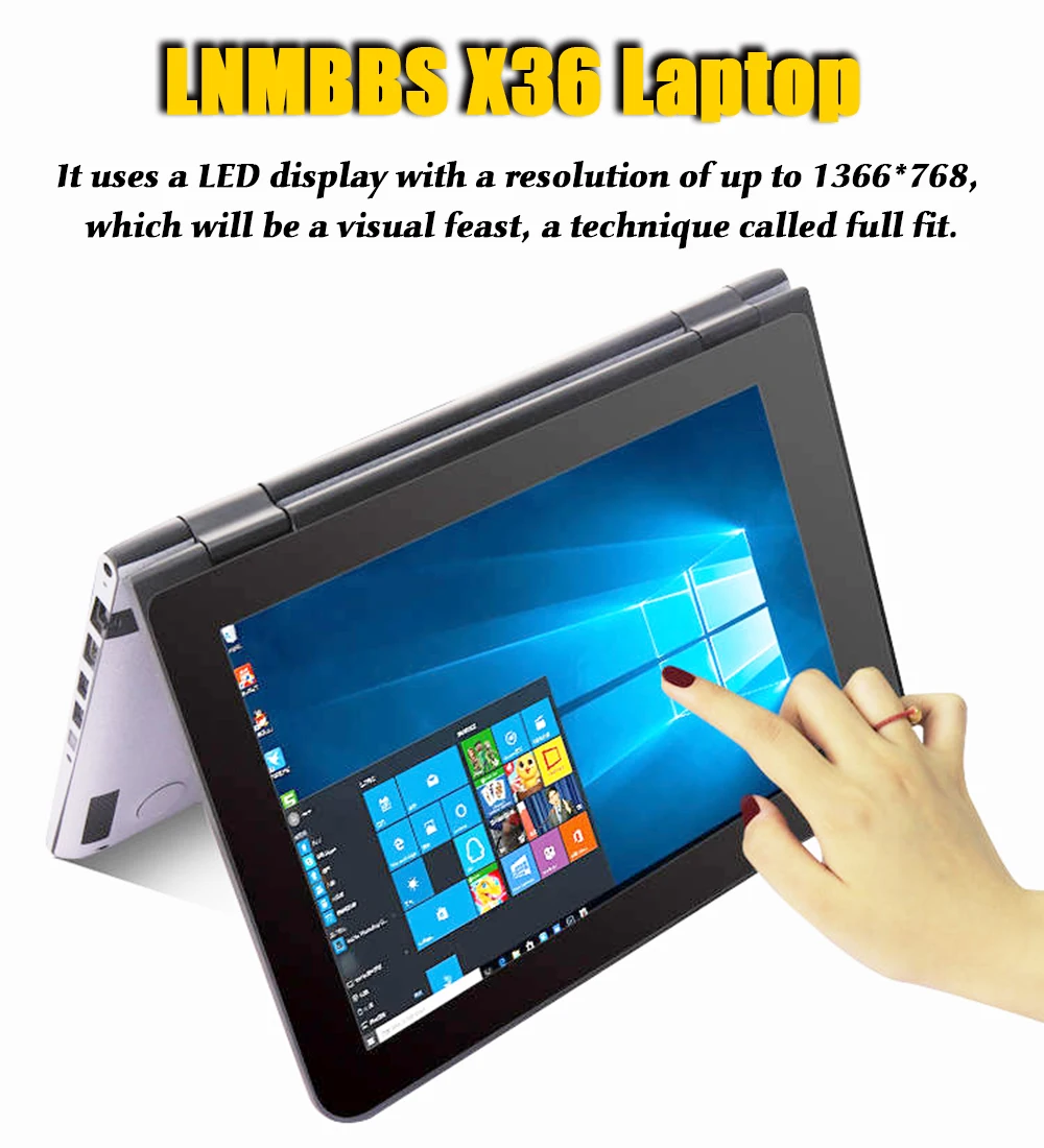 LNMBBS X36 11,6 дюймовый ноутбук окно 10 ОЗУ для ноутбука 4 ГБ 120 ГБ SSD 1366*768 ips N3700 Wifi камера HDMI сенсорный экран офисный компьютер