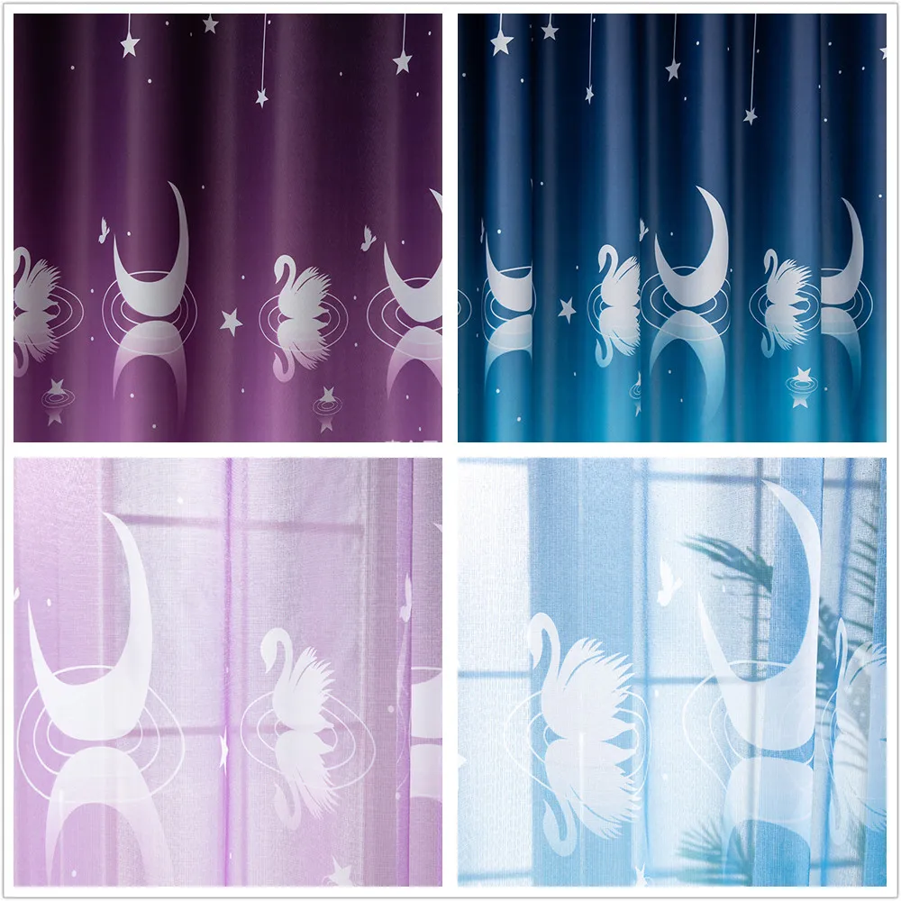 Затемняющие занавески с лебедем для детской спальни Jinya домашний декор красивые