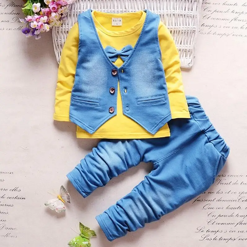picture color BibiCola/комплекты одежды для маленьких мальчиков, Bebe, спортивный костюм для мальчиков Новинка года, комплект одежды для маленьких мальчиков, рубашка+ штаны, спортивный костюм - Цвет: picture color