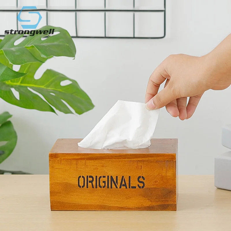 

Винтажная деревянная коробка для салфеток Strongwell, многофункциональная коробка для салфеток для автомобиля, декор для офиса и рабочего стола...