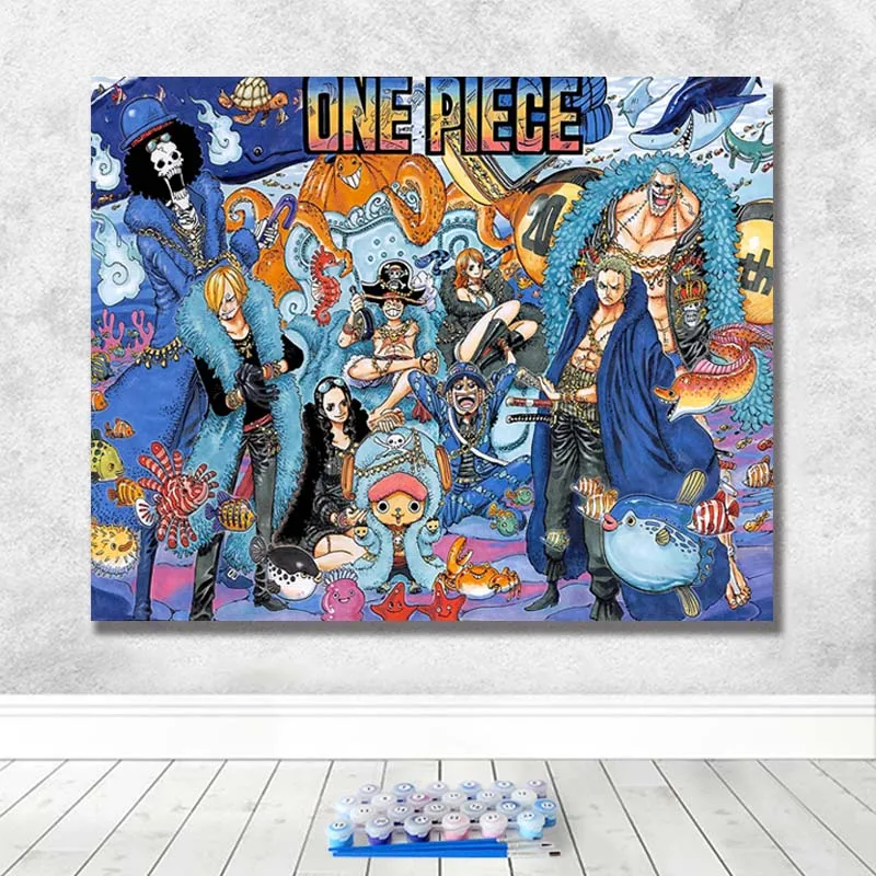 DIY Рисование по номерам с наборами Аниме one piece персонаж декоративный вешается на