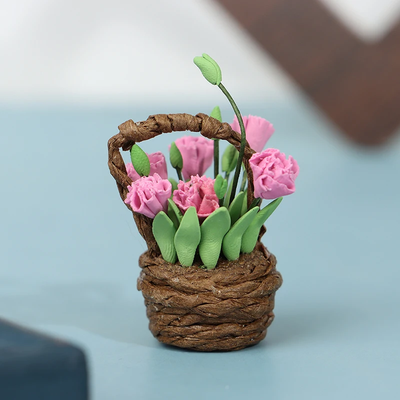 

1pc Dollhouse Miniature Potted Plant Pot flower Plant Garden Decoration Miniature Flowers Basket Dollhouse Accessories