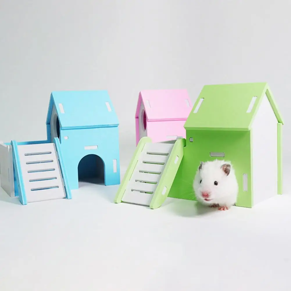

Wood Double Deck Animal Rat Mouse Hamster Nest House Small Pet Climbing Toy