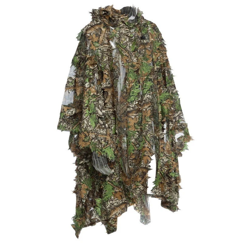 Camo 3D Leaf cloak Yowie Ghillie Breathable Open Poncho Type Camouflage Birdwatching Poncho Sniper Suit