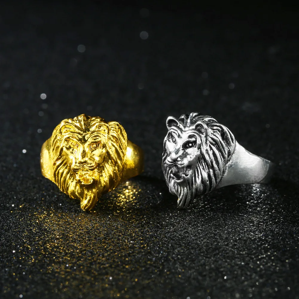 В стиле хип хоп с изображением Льва кольцо для Для мужчин Золотой/Серебряный