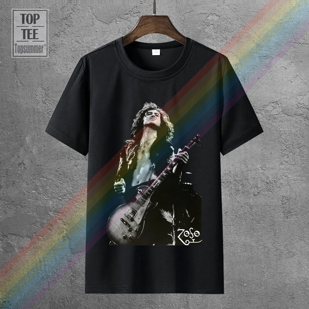 

Jimmy Page Guitarist T Shirt Men'S Black Size S To Xxl Short Sleeves Cotton T Shirt