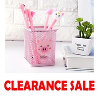 stationery box office supplies school supplies 1pc pink metal pen container office storage box korean plastic metal square