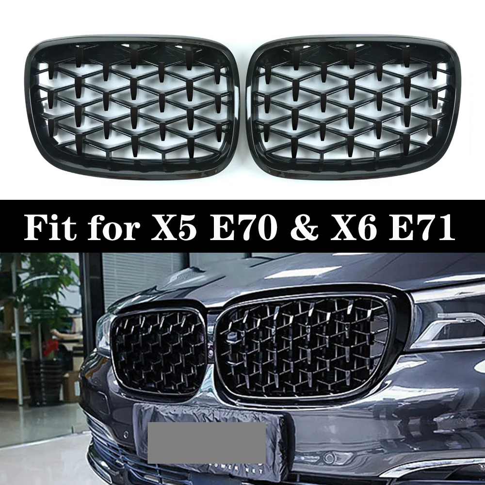 Алмазные гоночные грили для BMW X5 E70 X6 E71 передняя ножевая решетка бампер|Гоночные