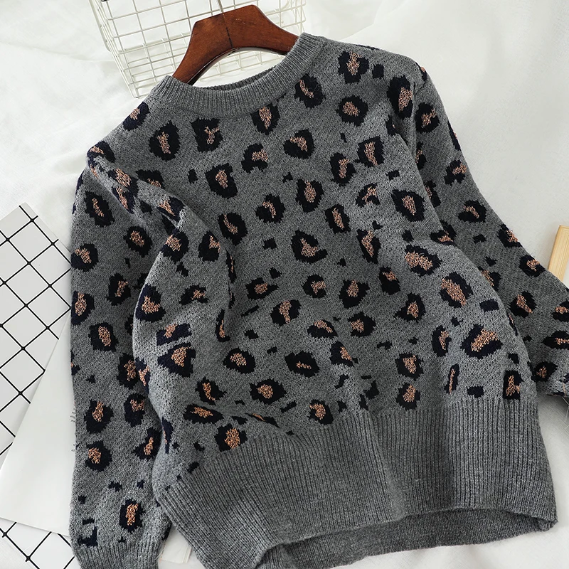 Gaganight Леопардовый Модный женский свитер осень зима длинный рукав пуловер с
