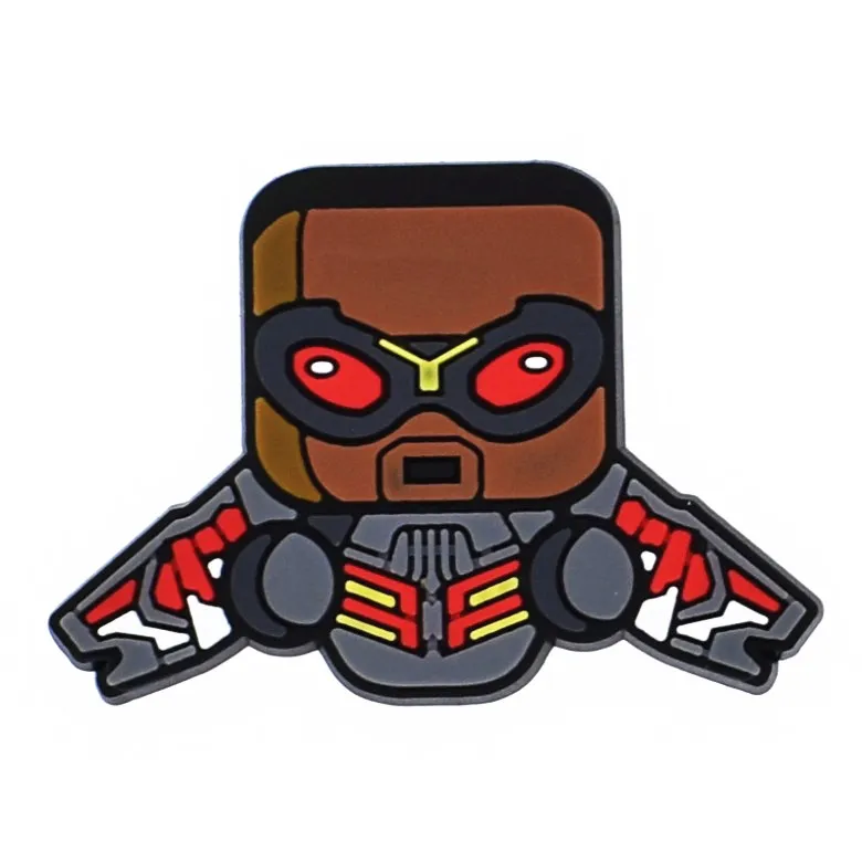 50PCS Wholesale Mix Falcon Rocket Raccoon Ant Man Icon PVC Flat Back For DIY Kids Pendant Shoes Charms Avenger Hero Accessories - купить по