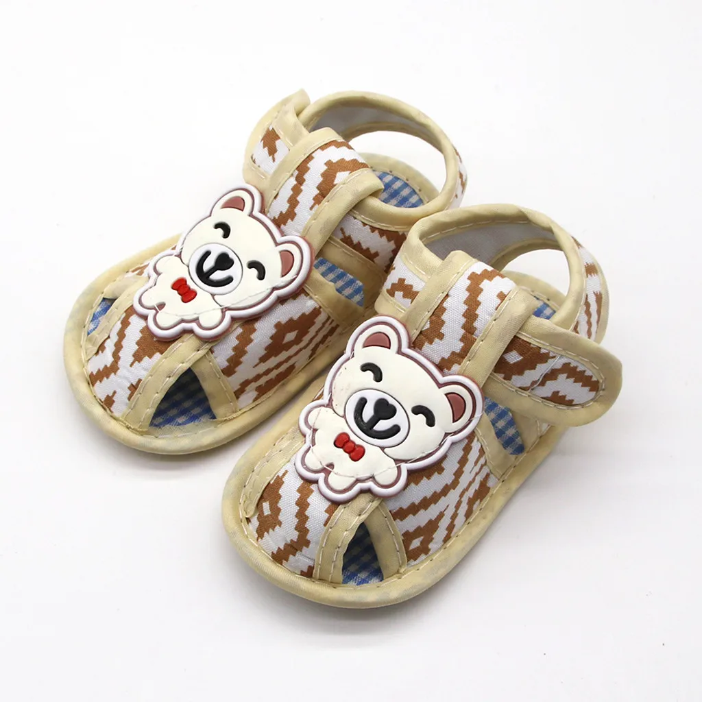 

0-15m Children Summer Shoes Newborn Infant Baby Boy Soft Crib Shoes Infants Sneaker Striped Bear Prewalker Baby Pantoffels