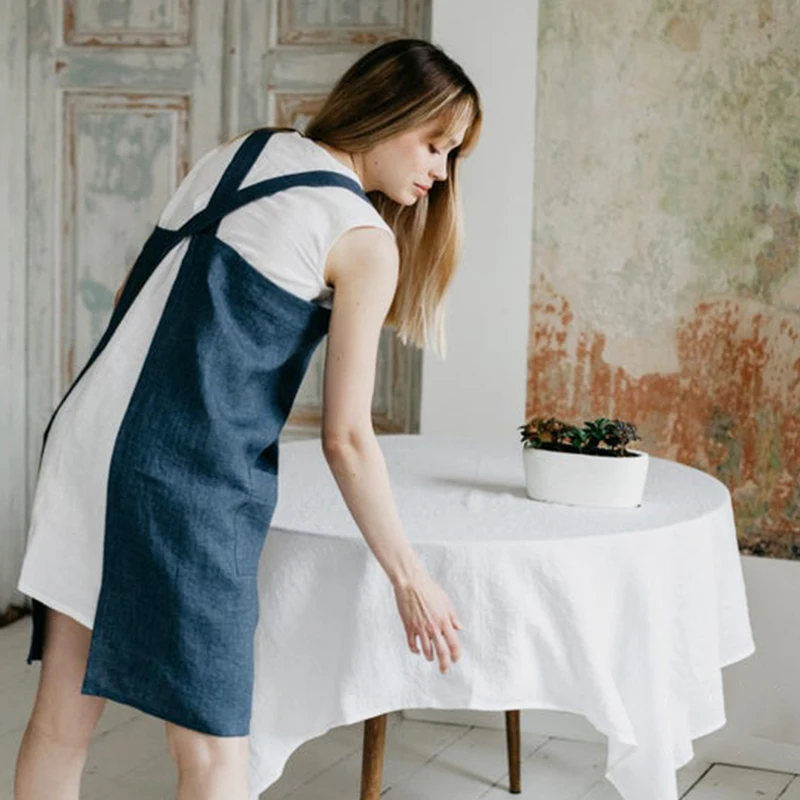 

100% Washed Linen Round Tablecloth Table Cover For Wedding Hotel Home Use