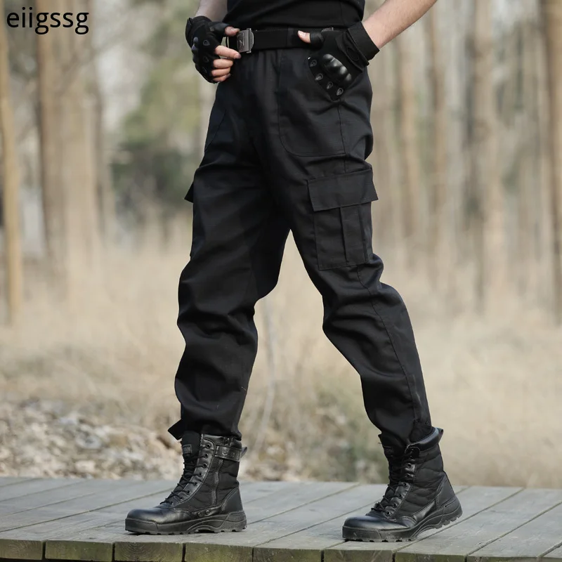 

Black Military Cargo Pants Men's Check Working pantalones Tactical Trousers Men Army Combat Airsoft Casual Pants Camo Sweatpant